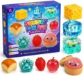 8 pieces squishy sensory toys set featuring cute cheese bread fruit and gel cube stress relief. - 8-Piece Cute Soft Toy Box [Bun Style A]