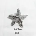 Silver Starfish Hair Clip Metal Hairpin Elegant Hair Accessory for Daily Wear 6.5x7cm - Silver