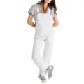 Salopette en denim blanc ample et décontractée pour femmes, pantalon mode coton. - S / Blanc