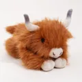 Mignon peluche de vache écossaise jouet en peluche douce yak simulation cadeau. - Style couché marron