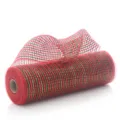 Red green poly deco mesh ribbon for Christmas tree decoration, wreath making and holiday wrapping. - 26cmx10 Yards High Density / Red and Green