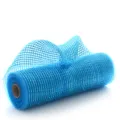 Blue metallic poly mesh ribbon roll for Christmas tree wreath decoration and floral crafts. - 26cmx10 Yards High Density / Blue