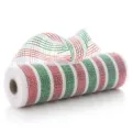 Ruban en filet deco de Noel rouge vert et blanc en rouleau pour decoration de sapin et emballage - 26x10 Yards Métallique / Blanc Rouge Vert