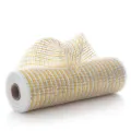 Gold silver metallic PP deco mesh ribbon roll for Christmas tree wreath holiday party packing - 26cmx10 Yards High Density / Silver-Gold Mix