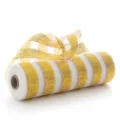 Gold white metallic mesh ribbon roll for Christmas tree decoration wreath craft decor - 26cmx10 Yards High Density / White Gold