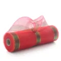 Red and green metallic deco mesh ribbon roll for Christmas tree and wreath decoration crafts. - 26cmx10 Yards High Density / Red Gold Green