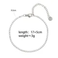 Pulsera de tenis de circón de acero inoxidable con cadena ajustable, joya brillante. - Pulsera de Tenis Plateada