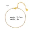 Pulsera de tenis chapada en oro con piedras de circonita brillantes, joya elegante. - Pulsera de tenis dorada