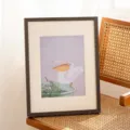 Solid wood picture frame for wall mounting and desktop display, dark wood grain with mat board. - A4 / Black Wood Grain