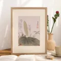Solid wood picture frame with botanical art print, natural wood grain finish for home wall decor. - 2815 white oak color / A4【21*29.7cm】Tabletop + Wall Hanging