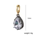 Colgante DIY de circonita cúbica en forma de pera con cierre dorado y engaste negro. - Gota de agua-Negro
