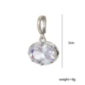 Colgante circonita ovalada accesorio joya DIY, engaste garra plateado, 3cm, aprox. 8g. - Óvalo Horizontal Plateado