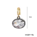 Colgante Charm de Circón Ovalo Negro y Oro Componente Accesorio de Joyería DIY Collar - Óvalo Horizontal Negro