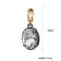 Colgante de joyería DIY de circonita ovalada con cierre dorado y base negra, 3,6 cm - Ovalado Negro