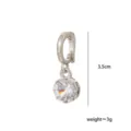 Accesorio colgante DIY tono plateado con circonita clara engastada en garras y cierre. - Redondo - Plata