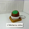 3D Gedruckt Schokolade Fidget Schlüsselanhänger Weißer Becher Goldene Schale Variante Tasche - Dubai Weicher Keks Weißer Papierbecherhalter mit Goldtablett