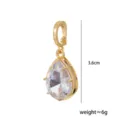 Colgante de circonita en gota dorada accesorio joyería DIY, altura 3.6cm, brillo elegante. - Gota de agua-Dorado