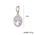 Colgante ovalado de circonita plateada, elegante dije de cristal brillante con engaste. - Ovalado Plateado