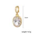 Colgante de circonita ovalada en tono dorado accesorio de joyeria DIY piedra clara 3.6cm - Óvalo-Dorado