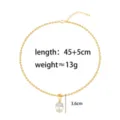 Collar de cuentas doradas con colgante de circonita cúbica ovalada, cadena 45+5cm. - Cadena de Cuentas 3mm + Óvalo Dorado