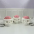 3D gedruckter Schädel Gehirn Fidget Schlüsselanhänger niedlicher Taschenanhänger - Schädel Schlüsselanhänger (Jade Weiß)
