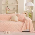 Pink embossed flower sofa cover blanket, cozy living room decor for autumn and winter seasons. - 1.80x1.30m Small Single Size / Light Pink