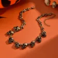 Punk Gothic Retro Totenkopf Knochen Metall Halskette, Vintage Bronze Bronze Choker Kette Alltag. - Bronze