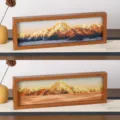 Cadre photo art de sable mouvant paysage de montagne lever de soleil deco bureau - Style 1 / 36x12x4cm