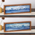 Cadre en bois peinture sur sable dynamique mouvant paysage de neige bureau décor. - Style 2 / 36x12x4cm