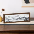 Peinture de paysage chinoise encadrée en bois Décoration de bureau et objet art - Style 2 / 36x12x4cm / Coloré
