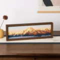 Montagne d'Or au Soleil Peinture Décorative de Bureau Cadre en Bois Finition Noyer - Style 4 / 36x12x4cm / Coloré