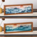 Marco de madera arte de arena movil, paisaje de amanecer adorno de decoracion regalo. - Estilo 7
