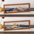 Elegante cuadro de arena paisaje de montaña adorno de escritorio para decoración regalo. - Estilo 9