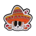 Mexican sombrero skull metal enamel pin Day of the Dead cartoon badge accessory for clothing - Mexican Sombrero Skull Style (QHXZ7152) / Colorful