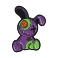 Broche de esmalte de conejo cosido gótico oscuro, lindo alfiler de solapa de conejo vudú. - Conejo Cosido (QHXZ7159) / Púrpura Y Verde