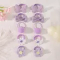 Details of cute purple baby hair ties set, soft elastic rubber bands for girls daily styling. - Purple Combination Style (FQ5723-10C) / 10 Pieces/Pack