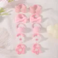 Cute pink hair ties set for kids, sweet bows and floral designs for daily wear. - Pink Combination Style (FQ5723-10B) / 10 Pieces