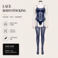 Bodystocking en dentelle pour femmes, lingerie sexy transparente, respirant, taille unique. - Robes / Grande Taille Emballage Simple / Bleu Marine