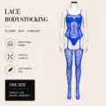 Sexy body en dentelle bleue avec jarretelles, respirant et extensible pour les femmes. - Robes / Grande Taille Emballage Simple / Bleu Saphir