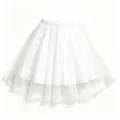 Close-up detail of the elegant white layered tulle skirt fabric, showing fine mesh texture. - Milky White