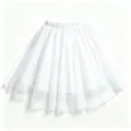 White layered tulle midi skirt, elegant sheer mesh high waist long skirt for women. - White