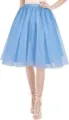 Light blue layered tulle midi skirt, fluffy tutu design, perfect for party and festive costumes. - S / Bottoms / Blue