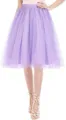 Detailed view of the elegant lavender purple tutu skirt, high waist mesh layer for party. - Light Purple