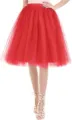 Vibrant red tutu mesh skirt for women, perfect for parties, cosplay, and festive events. - Bright Red