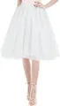 Detail view of the elegant white layered tulle skirt, featuring a fluffy texture and premium mesh. - S / Bottoms / White