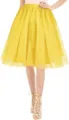 Yellow tulle midi skirt party tutu skirt detail view showing elegant layered fabric design. - S / Bottoms / Yellow