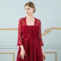 Bolero in pizzo rosso donna estate cardigan corto elegante coprispalle leggero top chic - Taglia unica / Top / Borgogna