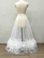 White sheer tulle overlay skirt, transparent mesh tiered ruffle long petticoat for party photography - One Size / Bottoms / White