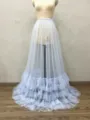 Sheer light blue tulle overlay skirt, long ruffled mesh skirt for party and photography. - One Size / Bottoms / Light Blue