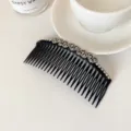 Pettine per capelli in plastica nera con strass elegante design floreale accessorio donna - Pettine Cuore Argento